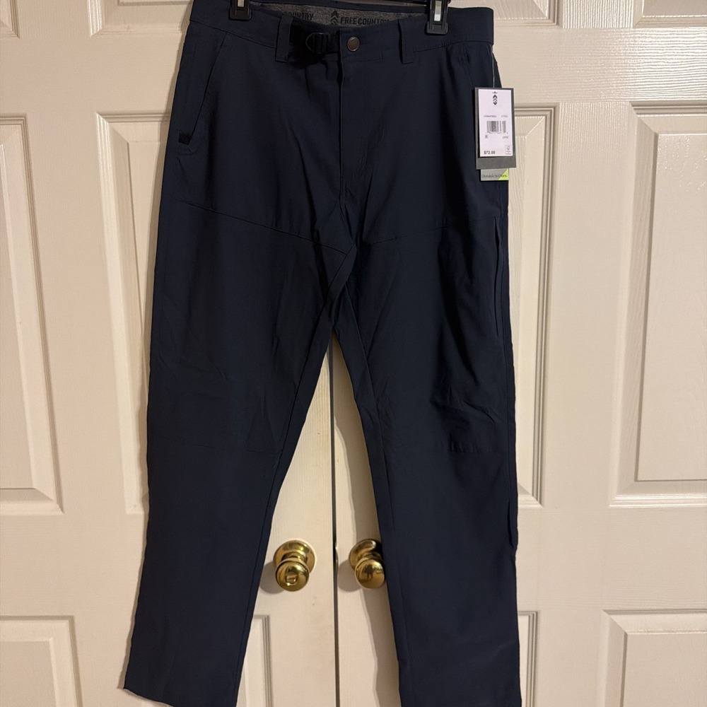 Free Country Mens Blue Pull On Nylon Casual Stretch Pants Sz 32 X 32 NWT - Picture 2 of 9